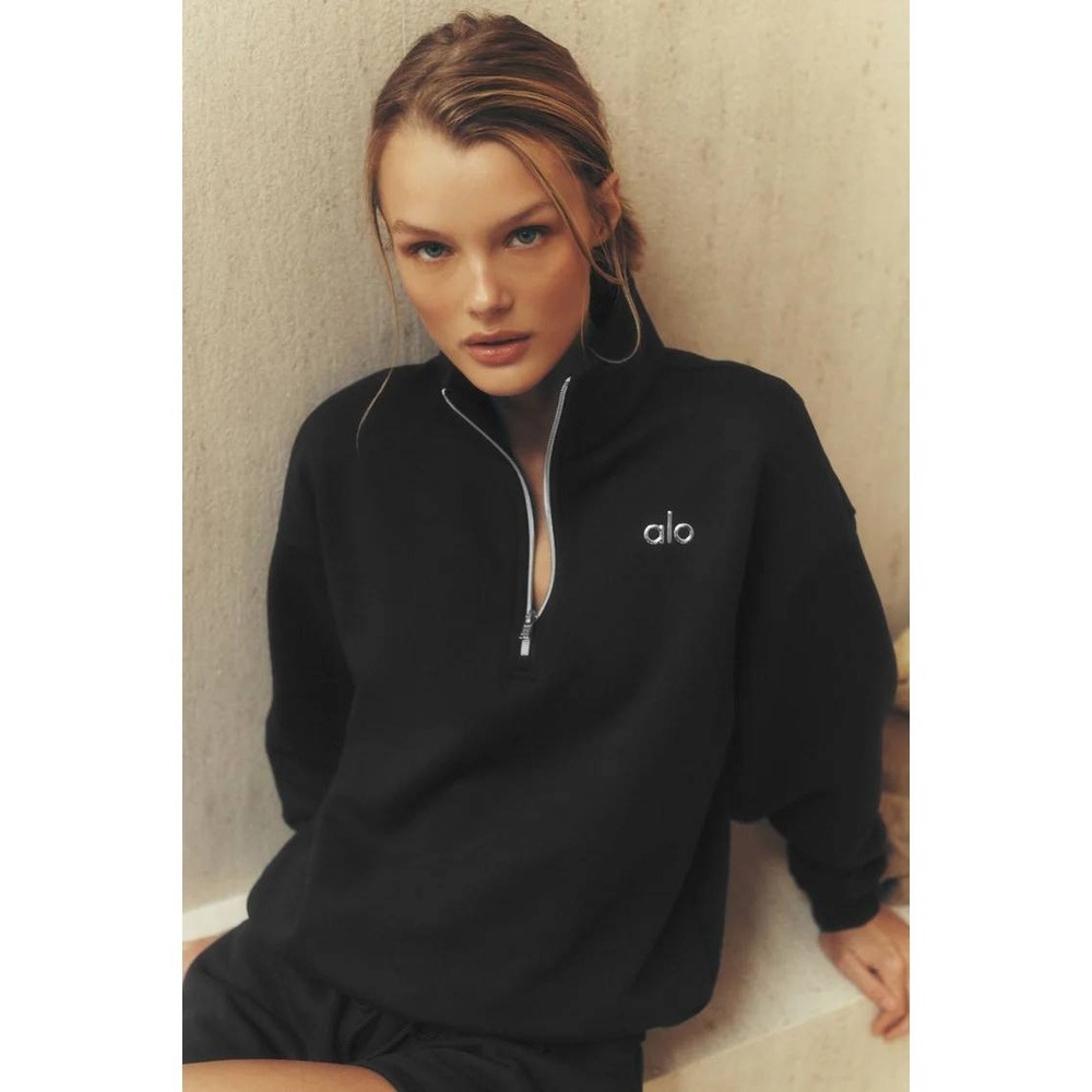 NWT ALO Accolade 1/4 Zip Pullover in Black - Size XS